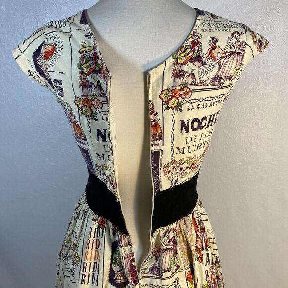 Folter sz S Day of the Dead Swing Dress - Picture 10 of 16